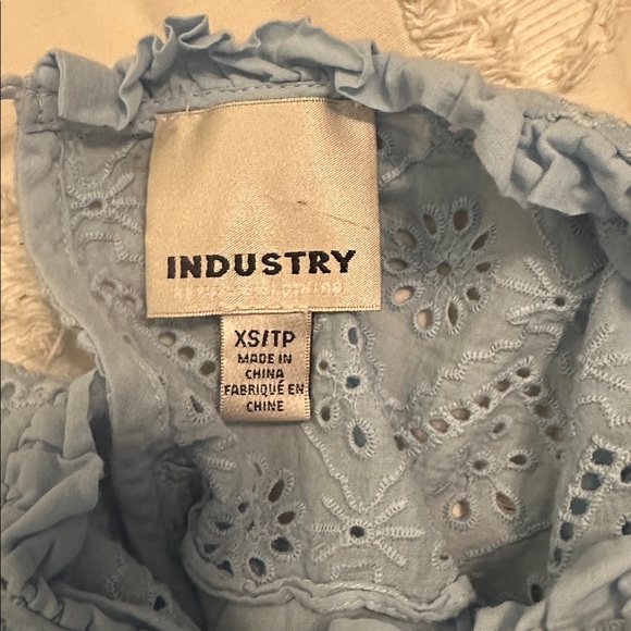 Industry republic clothing eyelet puff sleeve cotton blouse blue XS - Picture 4 of 5